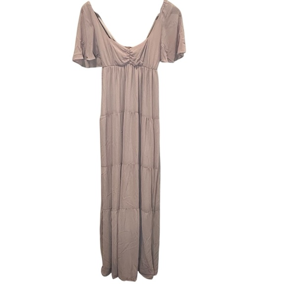 Show Me Your Mumu Nicole Maxi Dune Luxe Satin Dress Soft Beige Size Small NWT - Picture 2 of 15